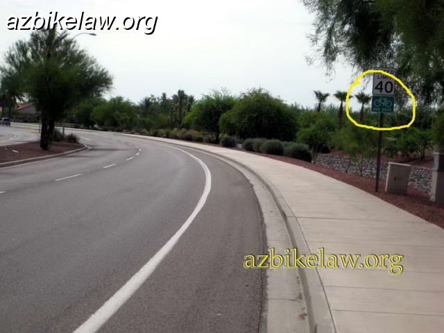 chand4.jpg - Chandler Blvd eastbound, just east of the Ray/Chandler "split". The erroneous bike lane sign was finally removed and replaced with a bike route sign.